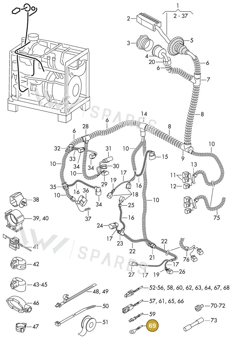 000979253E — Volkswagen 2X2 platform diagram 982970000, position 69
