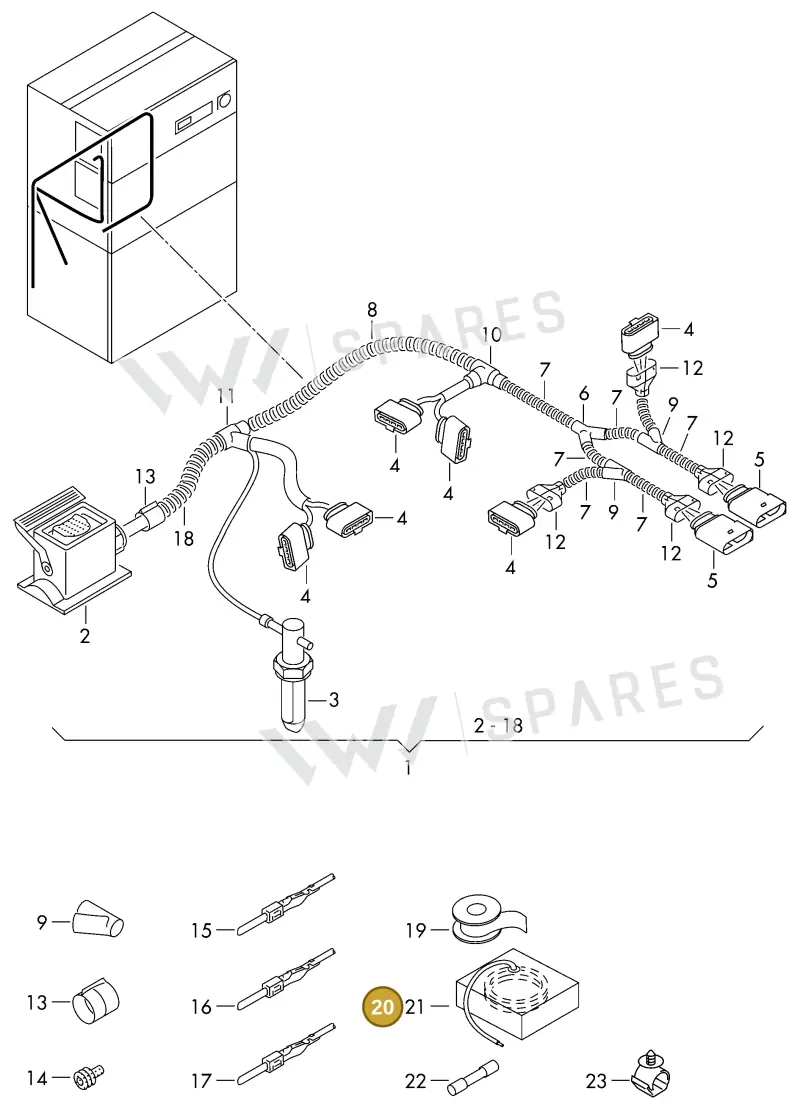 000979982A — Volkswagen 2X2 platform diagram 982970200, position 20