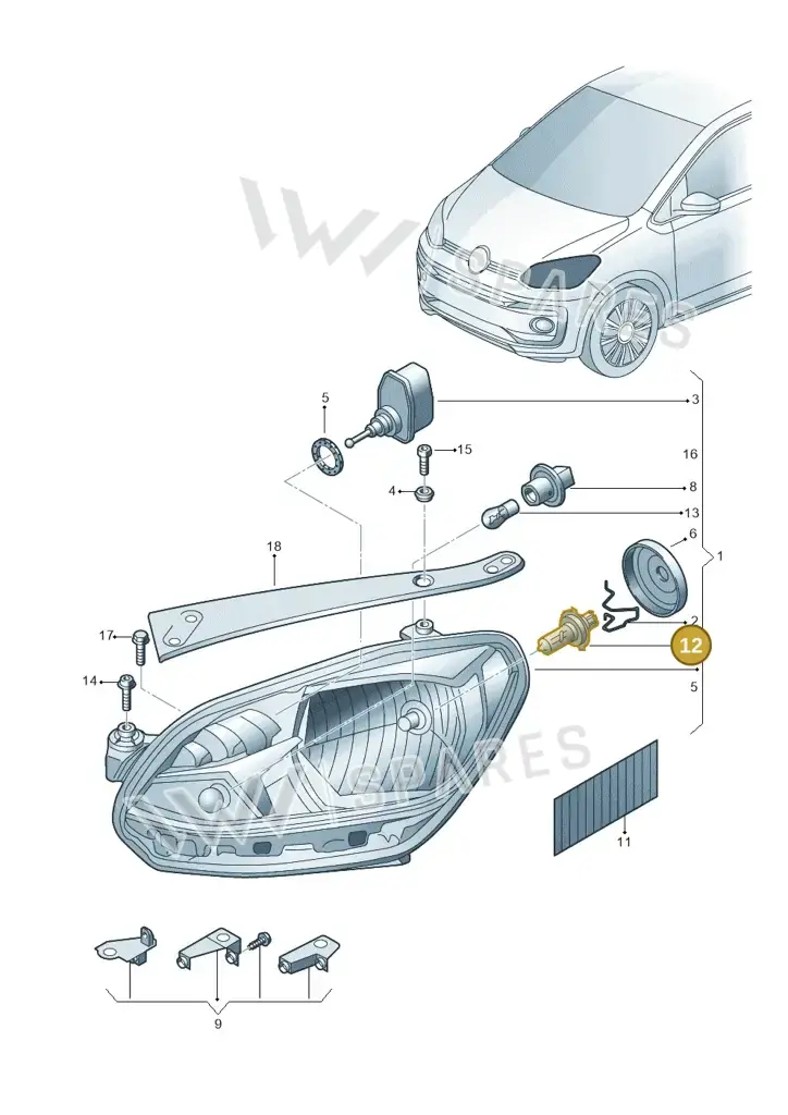 000998204Q — Volkswagen Up! 1.0 BlueMotion (2016-2023) diagram 892941000, position 12