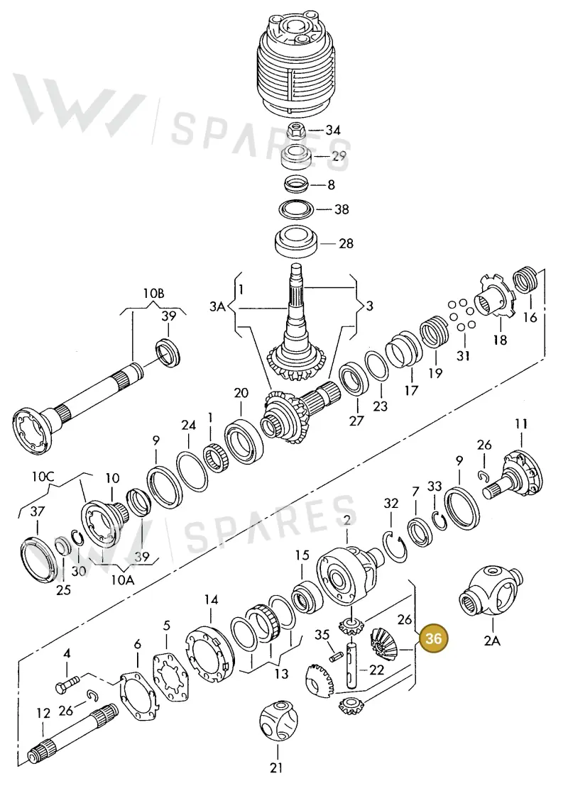 012498081C — Volkswagen TRANSPORTER SYNCRO (1996-2003) diagram 131525120, position 36