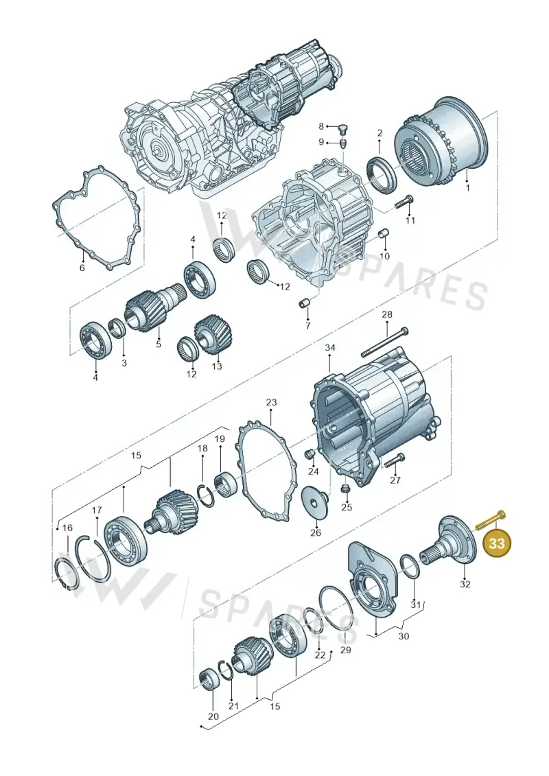 01F409359 — Volkswagen Passat/4Motion/W8 (2000-2002) diagram 153409970, position 33