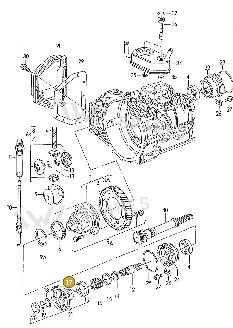 01M409285A — Volkswagen Golf/Jetta  "USA","Mex"97>99 (1996-1998) diagram 121409500, position 17