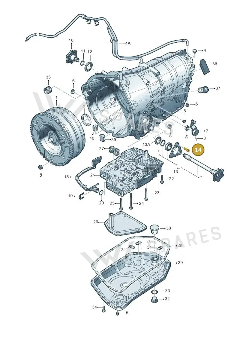 01V321375 — Volkswagen Phaeton 4motion (2010-2016) diagram 258321900, position 14