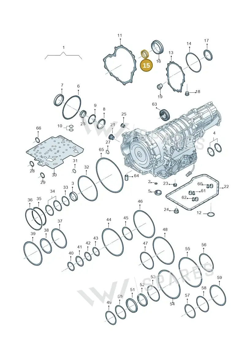 01V409400B — Volkswagen PASSAT/4MOTION/W8 (2002-2005) diagram 264321500, position 15