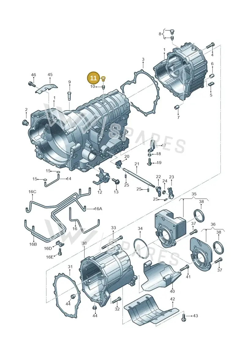 01V409845 — Volkswagen PASSAT/4MOTION/W8 (2002-2005) diagram 153321770, position 11