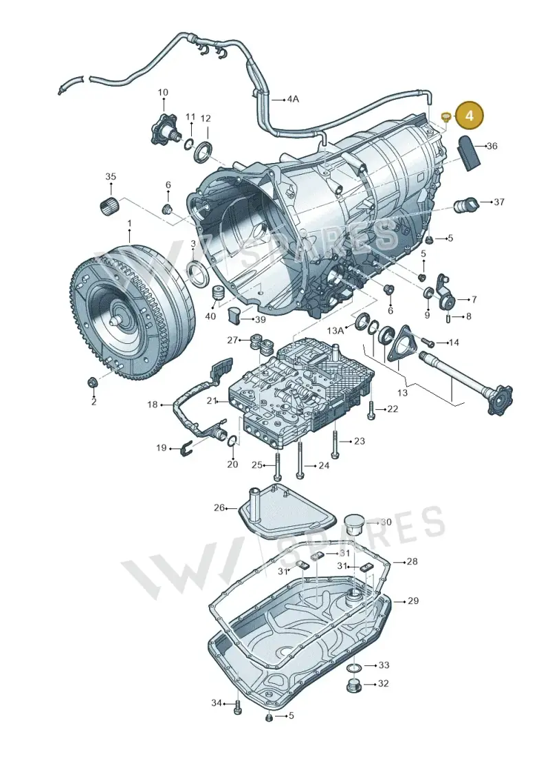 01V409845 — Volkswagen Phaeton 4motion (2010-2016) diagram 258321900, position 4
