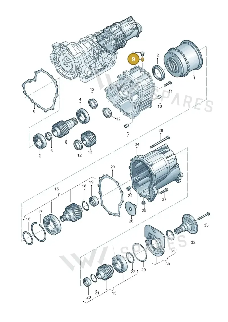01V409847 — Volkswagen Phaeton 4motion (2010-2016) diagram 153409970, position 9