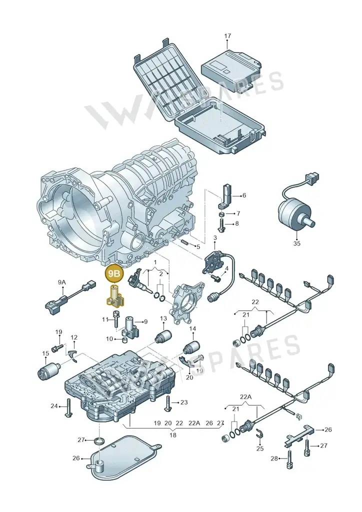 01V927321C — Volkswagen PASSAT/4MOTION/W8 (2002-2005) diagram 156927600, position 9B