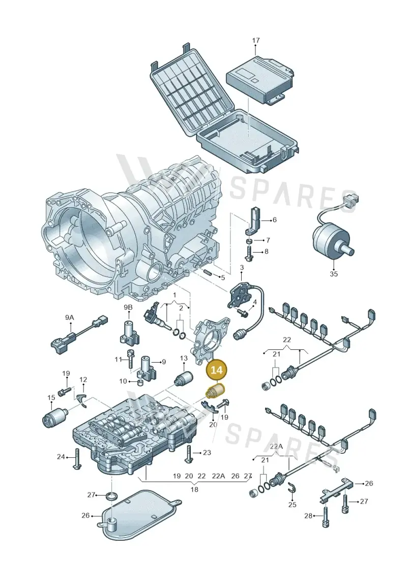 01V927331 — Volkswagen PASSAT/4MOTION/W8 (2002-2005) diagram 156927600, position 14