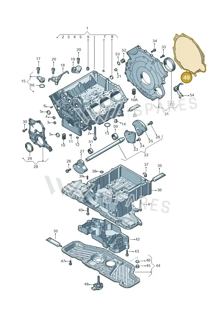 01X103551A — Volkswagen Phaeton 4motion (2010-2016) diagram 258103050, position 49