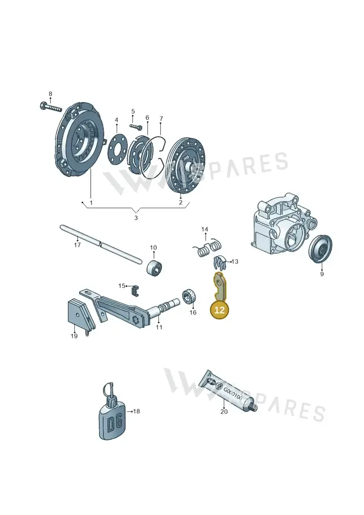 020141709B — Volkswagen Golf Cabrio (1994-1996) diagram 121141200, position 12