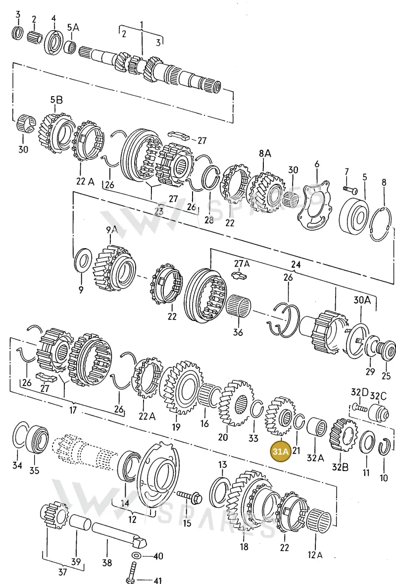 020311351K — Volkswagen GOLF CABRIO (1998-2001) diagram 121311340, position 31A