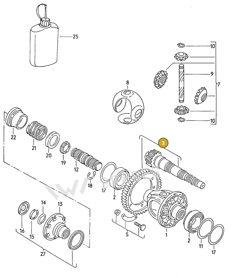 020409143AH — Volkswagen Golf/Jetta  "USA","MEX"89>92 (1988-1992) diagram 042045000, position 3
