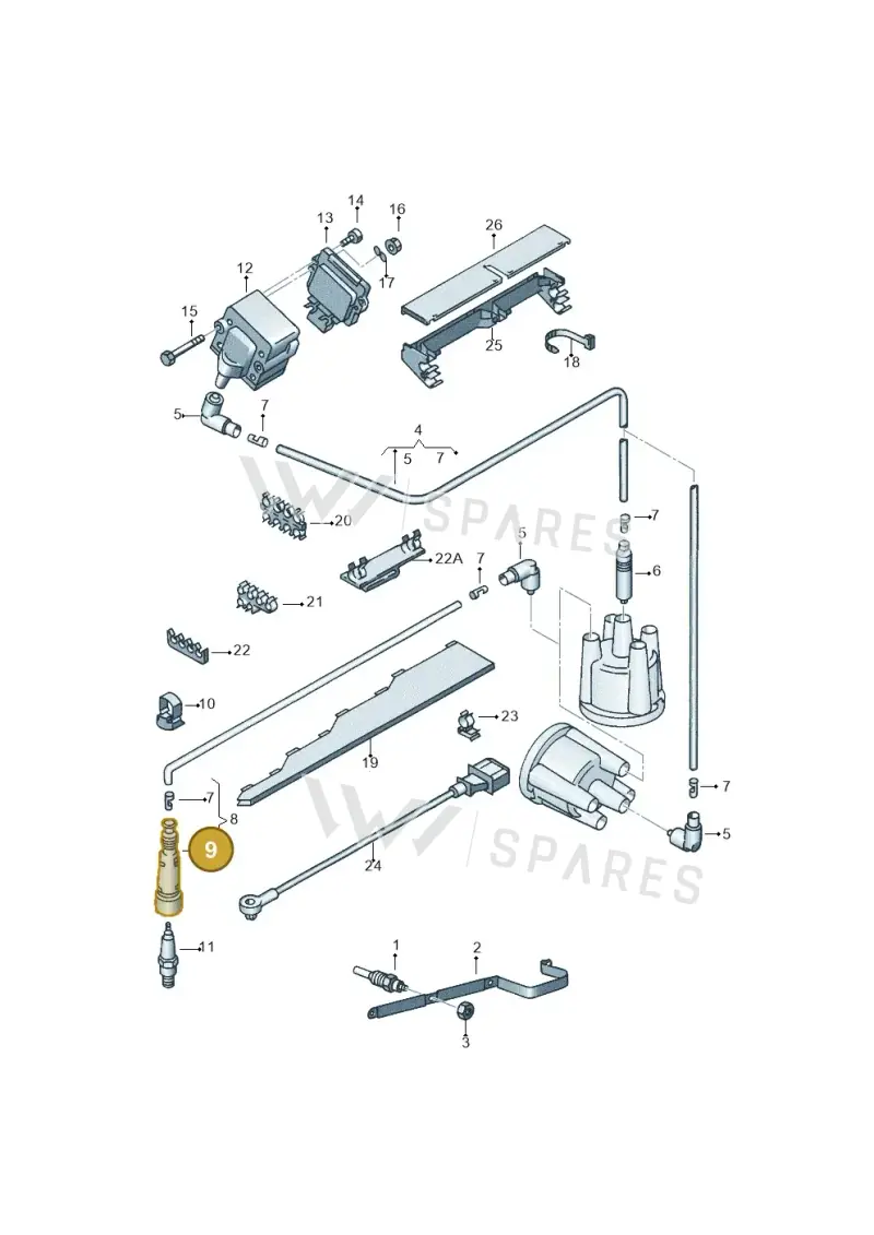 021035255E — Volkswagen GOLF CABRIO (2002-2002) diagram 121905100, position 9