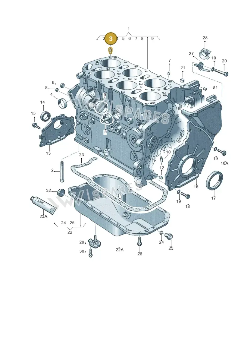022103175 — Volkswagen Golf        "BR.","USA"03>07 (2002-2007) diagram 121103250, position 3