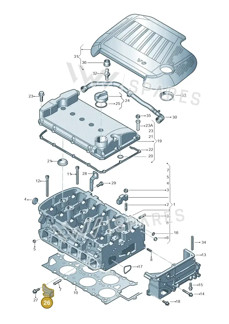 022103390 — Volkswagen Jetta Wagon (2001-2001) diagram 194103650, position 26