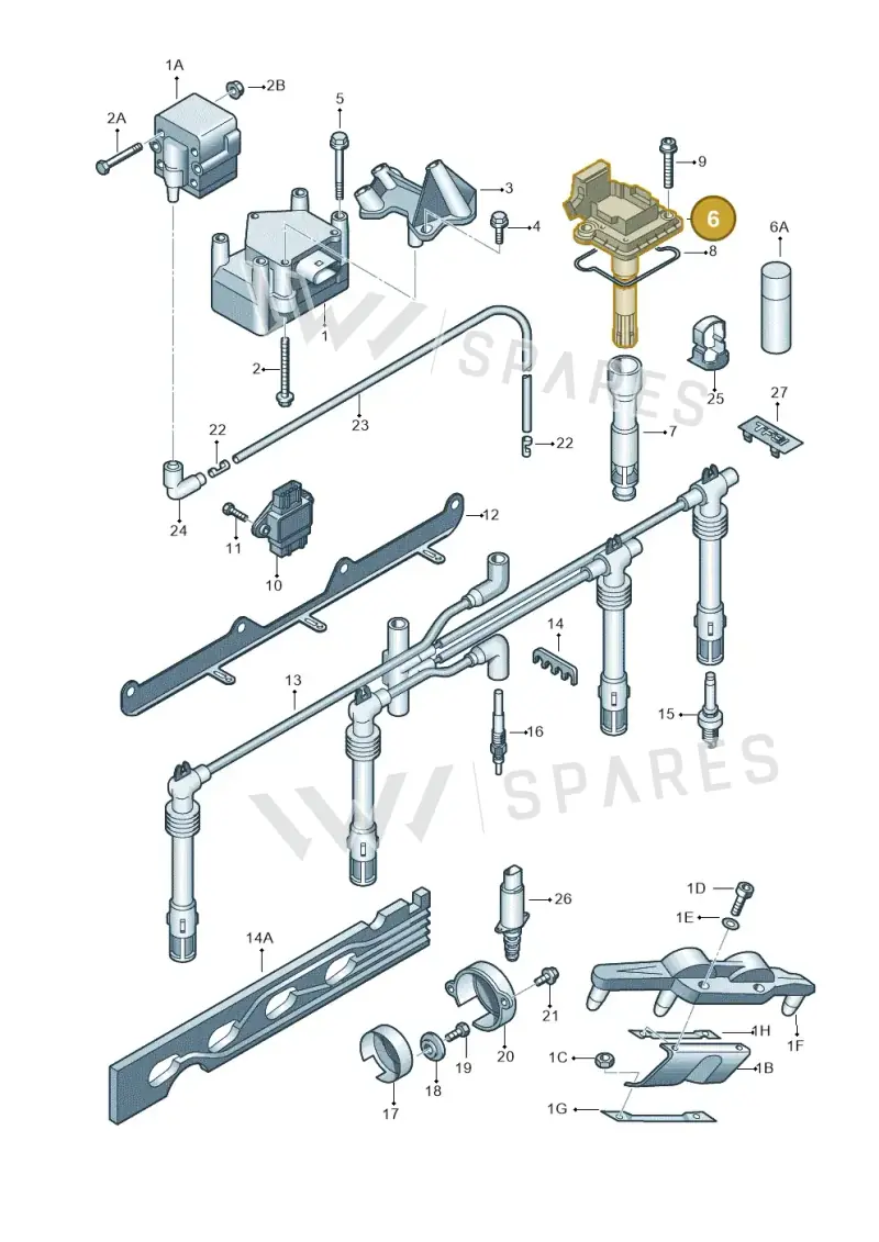 022905100A — Volkswagen Jetta/Wagon (2002-2006) diagram 649905000, position 6