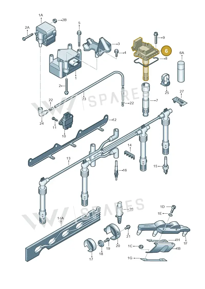 022905100K — Volkswagen Jetta/Wagon (2002-2006) diagram 649905000, position 6