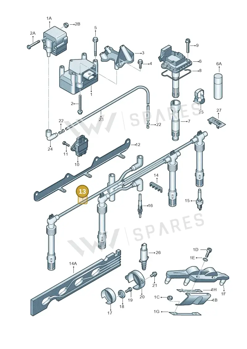 022905430AB — Volkswagen New Beetle (1998-2001) diagram 649905000, position 13