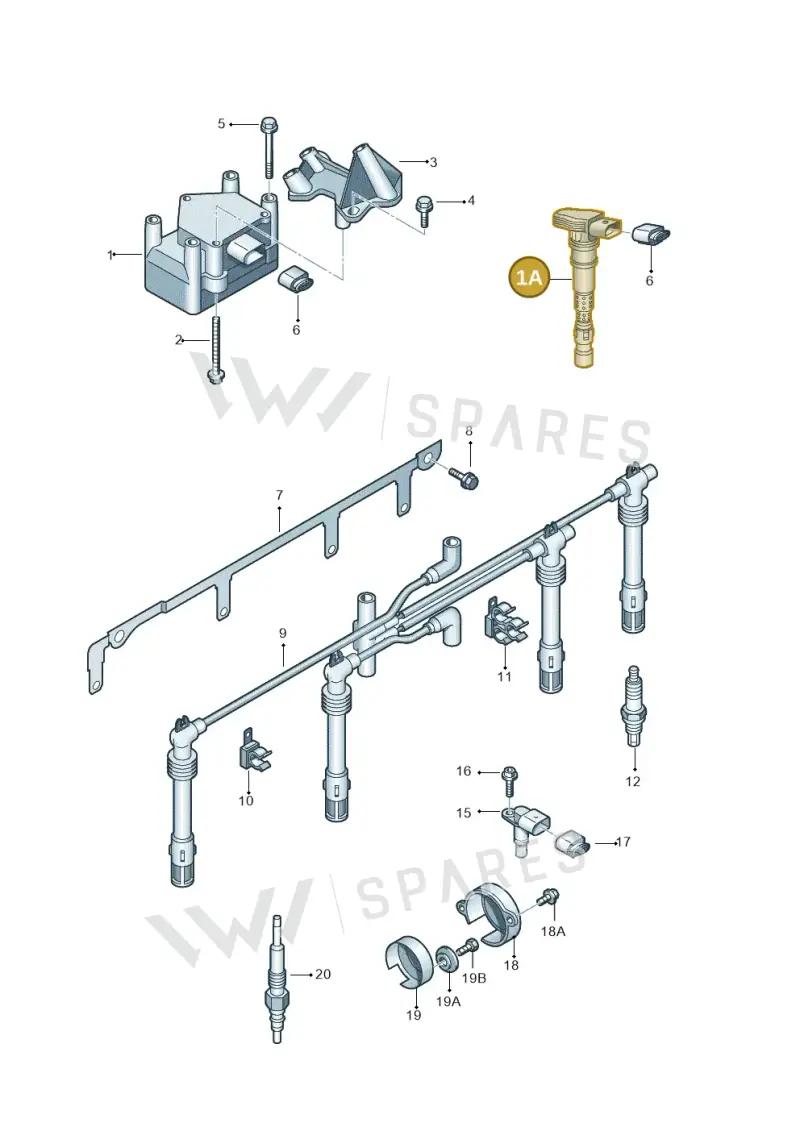 022905715B — Volkswagen EOS 2.0 (2008-2010) diagram 412905000, position 1A