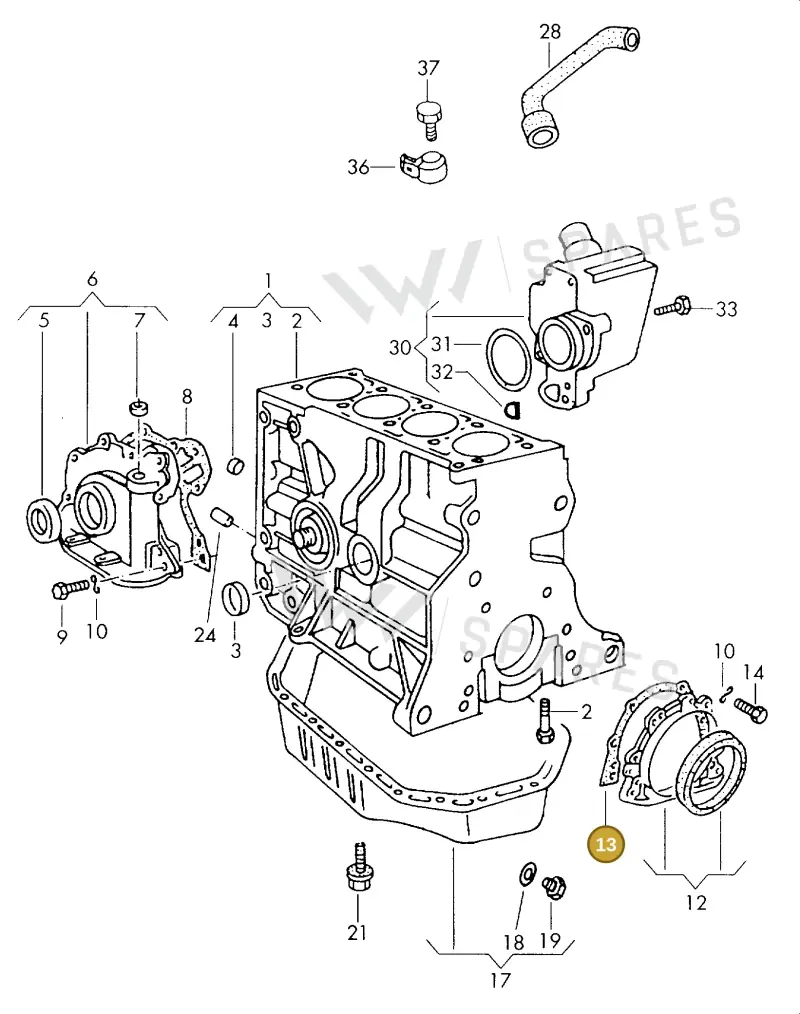 026103181B — Volkswagen CADDY PICKUP (1996-2000) diagram 101103100, position 13