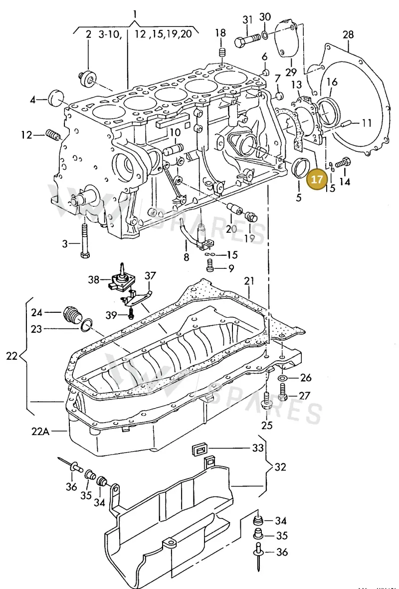 026103181B — Volkswagen LT, LT 4X4 (2003-2006) diagram 117103300, position 17