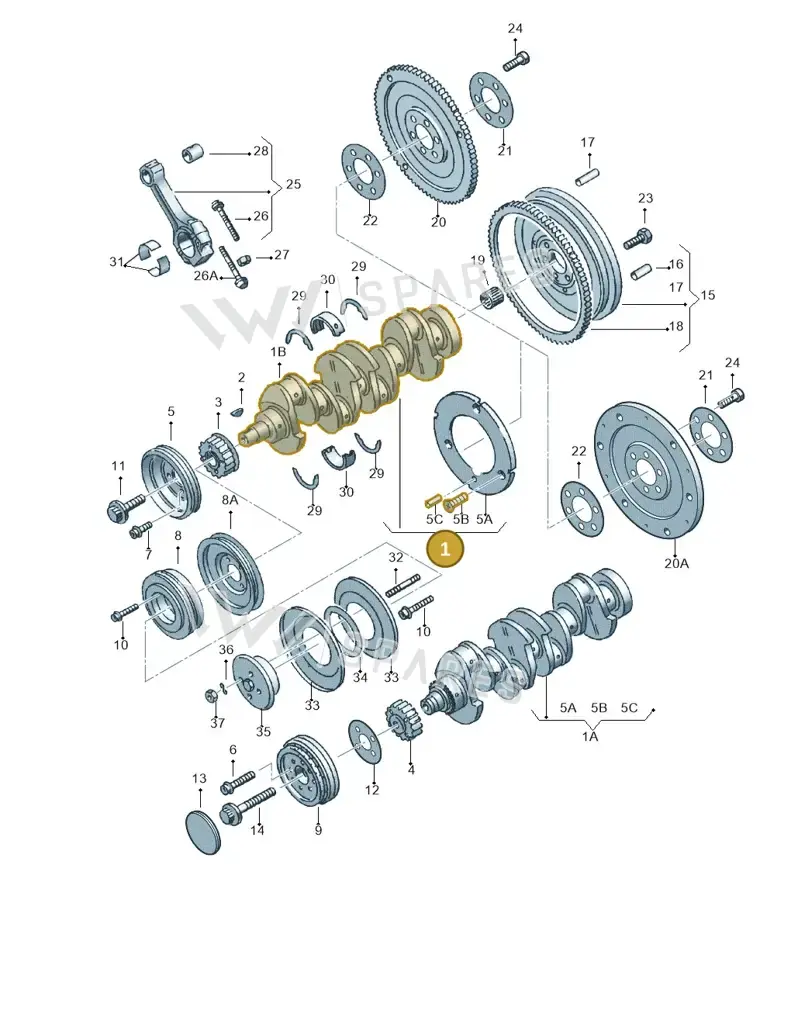 026105101F — Volkswagen CADDY-KOMBI/KASTENW.   06> (2005-) diagram 123105150, position 1