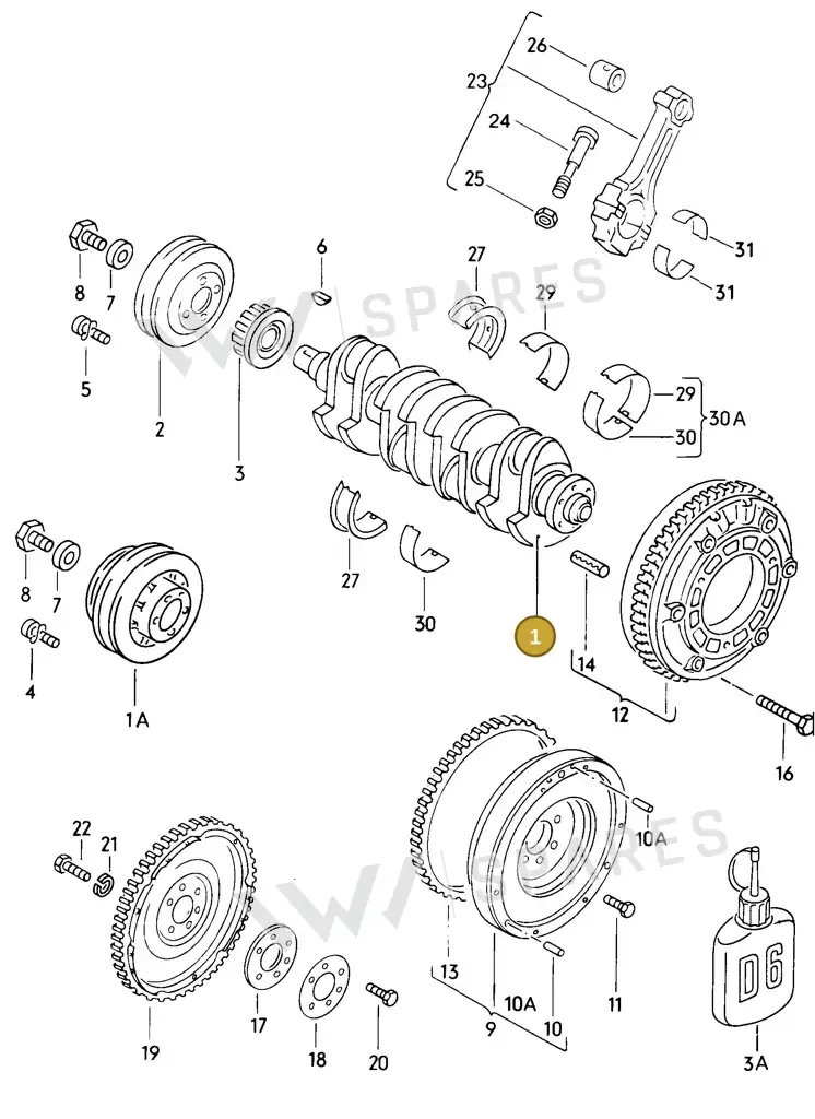 026105101K — Volkswagen Jetta 85 (1984-1985) diagram 013006000, position 1