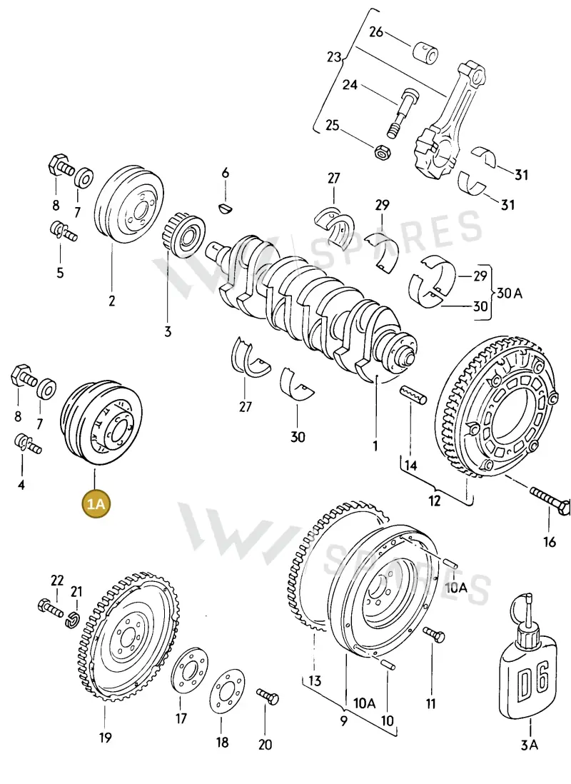 026105243A — Volkswagen Jetta                  86 (1985-1986) diagram 013006000, position 1A