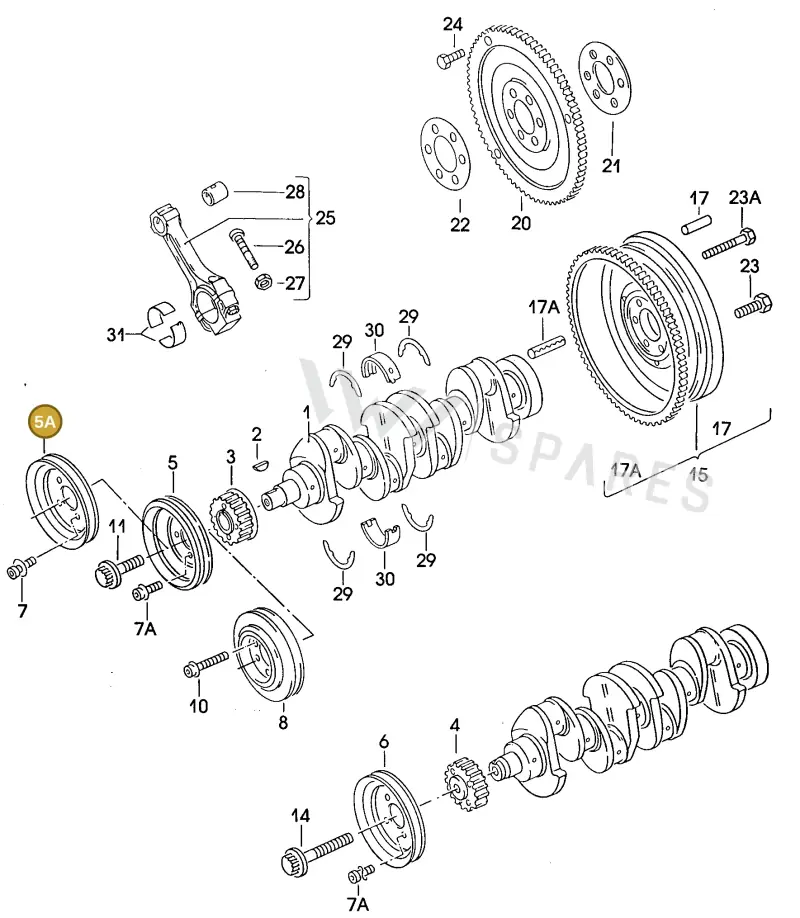 026105255D — Volkswagen Golf/Jetta  "USA","MEX"89>92 (1988-1992) diagram 042004000, position 5A