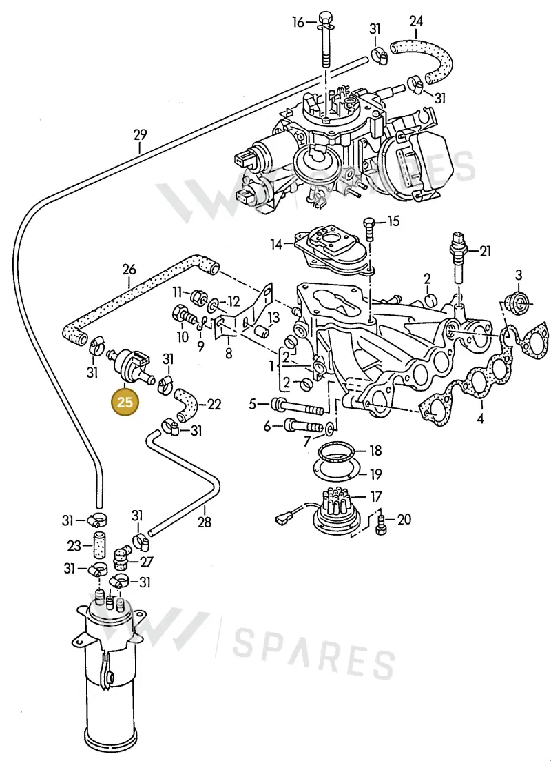 026133517 — Volkswagen Jetta (1989-1991) diagram 077038000, position 25