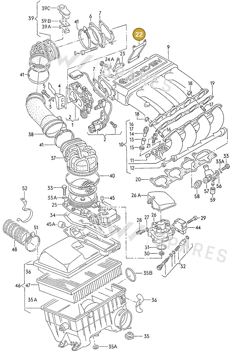 027133231H — Volkswagen Passat (1991-1993) diagram 076039000, position 22