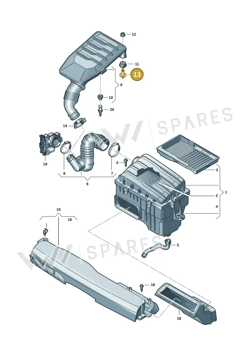 028103665 — Volkswagen Polo 1.0 BlueMotion (2017-2024) diagram 837129005, position 13
