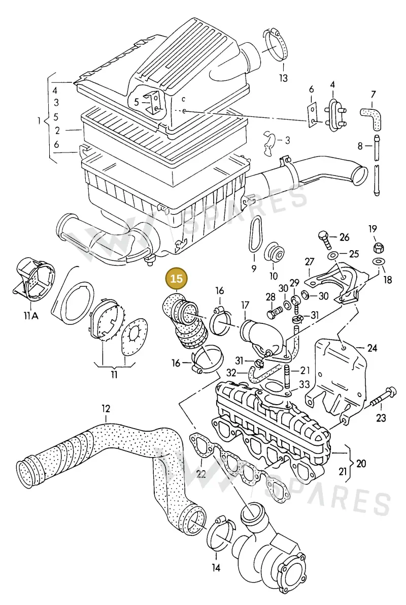 028129628 — Volkswagen Jetta GLX              94 (1993-1994) diagram 121129380, position 15
