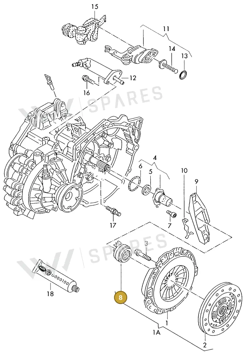 02A141165G — Volkswagen Passat (1994-1997) diagram 076043000, position 8