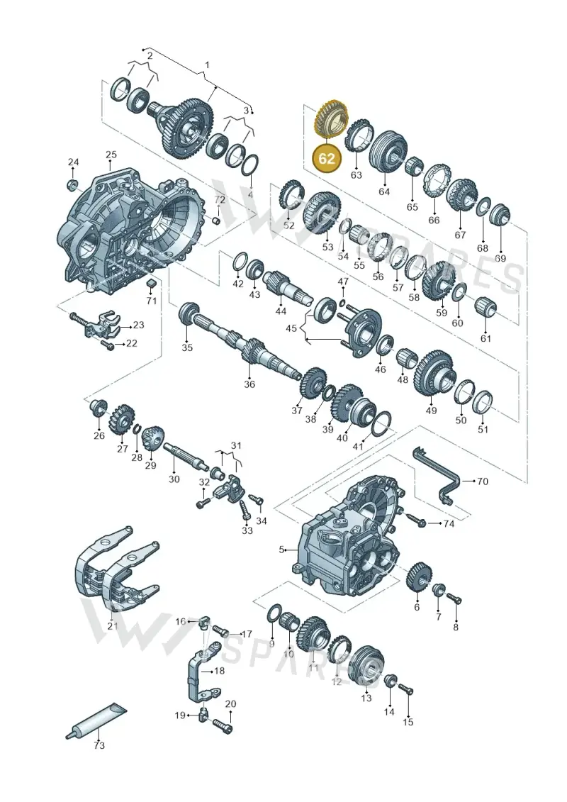 02A311129CC — Volkswagen Jetta (2014-2017) diagram 827315030, position 62