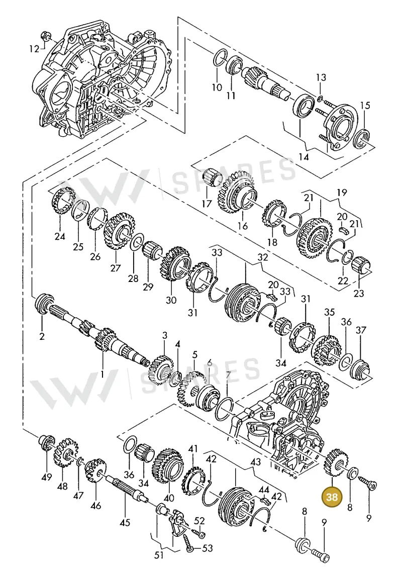 02A311361P — Volkswagen GOLF VAR./VENTO (1996-1999) diagram 143311460, position 38