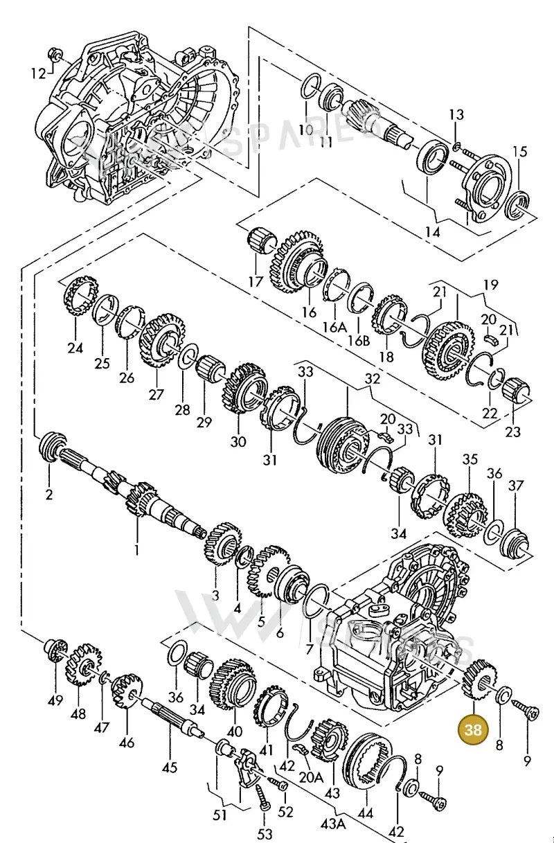 02A311361Q — Volkswagen Transporter            96 (1996-1996) diagram 117311300, position 38