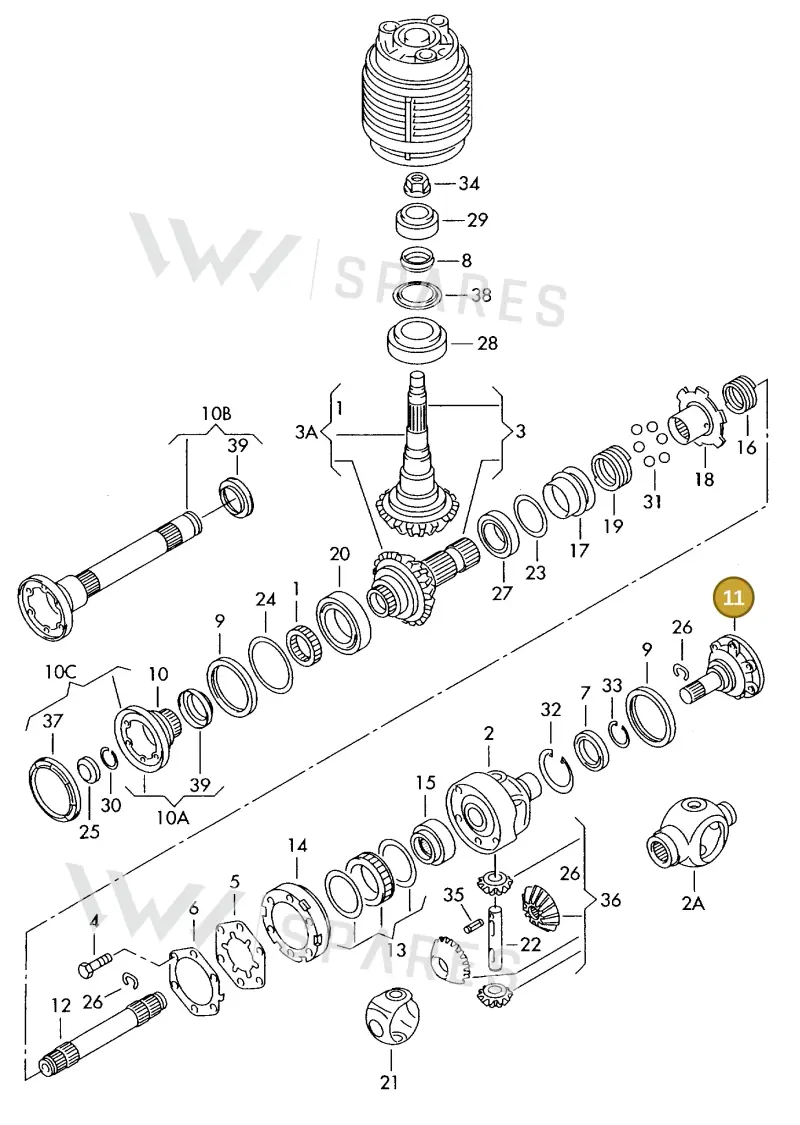 02D409355A — Volkswagen TRANSPORTER SYNCRO (1996-2003) diagram 131525120, position 11