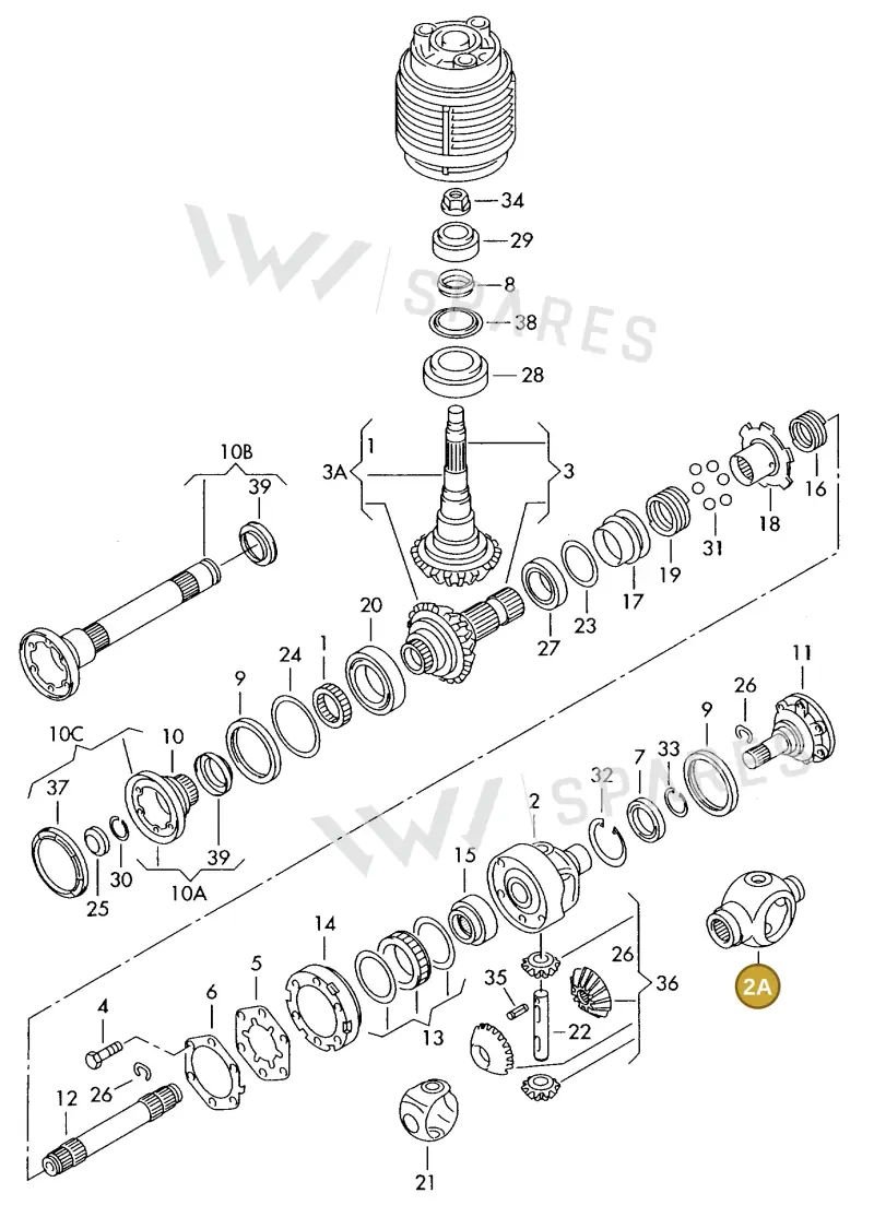 02D525121B — Volkswagen TRANSPORTER SYNCRO (1996-2003) diagram 131525120, position 2A