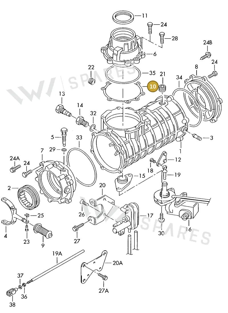 02D525291CC — Volkswagen TRANSPORTER SYNCRO (1996-2003) diagram 131525110, position 10