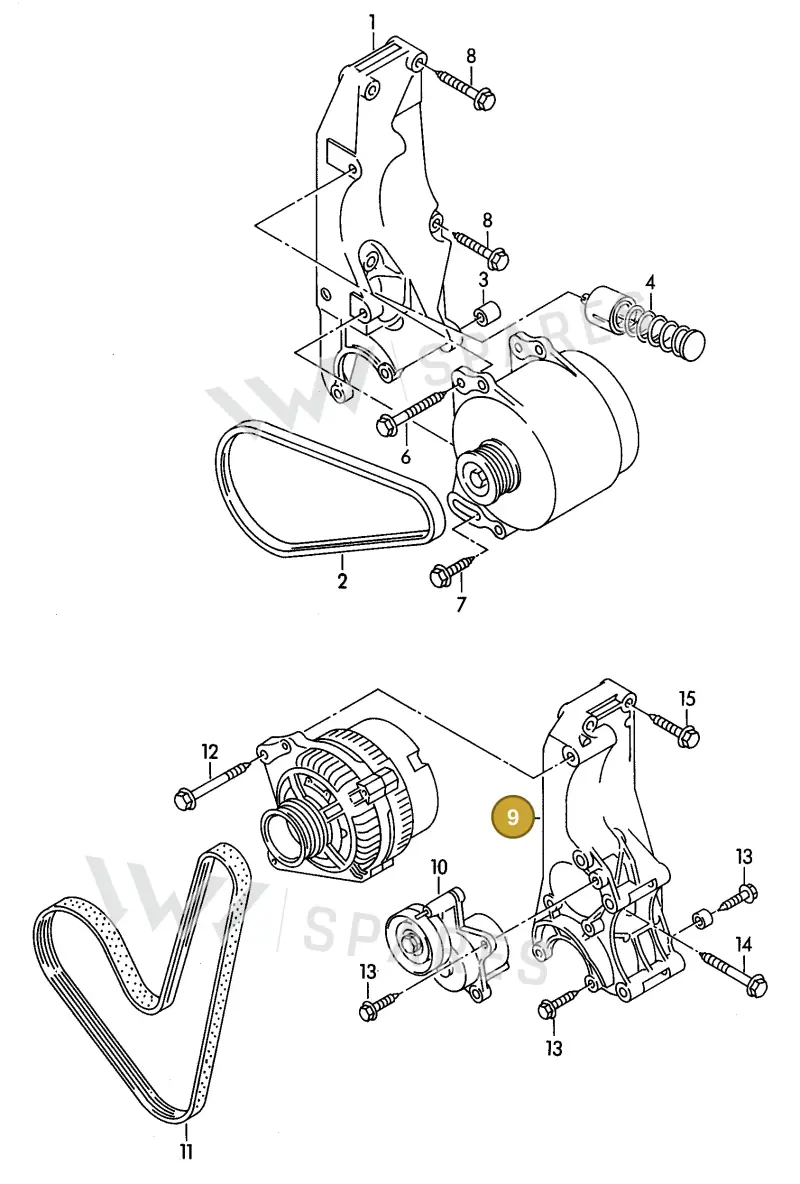 030145167D — Volkswagen GOLF VAR./VENTO (1996-1999) diagram 121903300, position 9