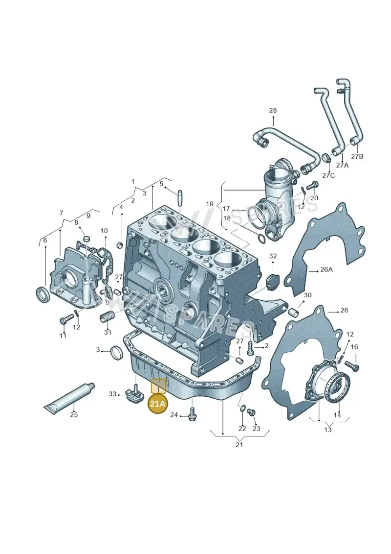 032103603AB — Volkswagen GOLF (2003-2005) diagram 253103000, position 21A