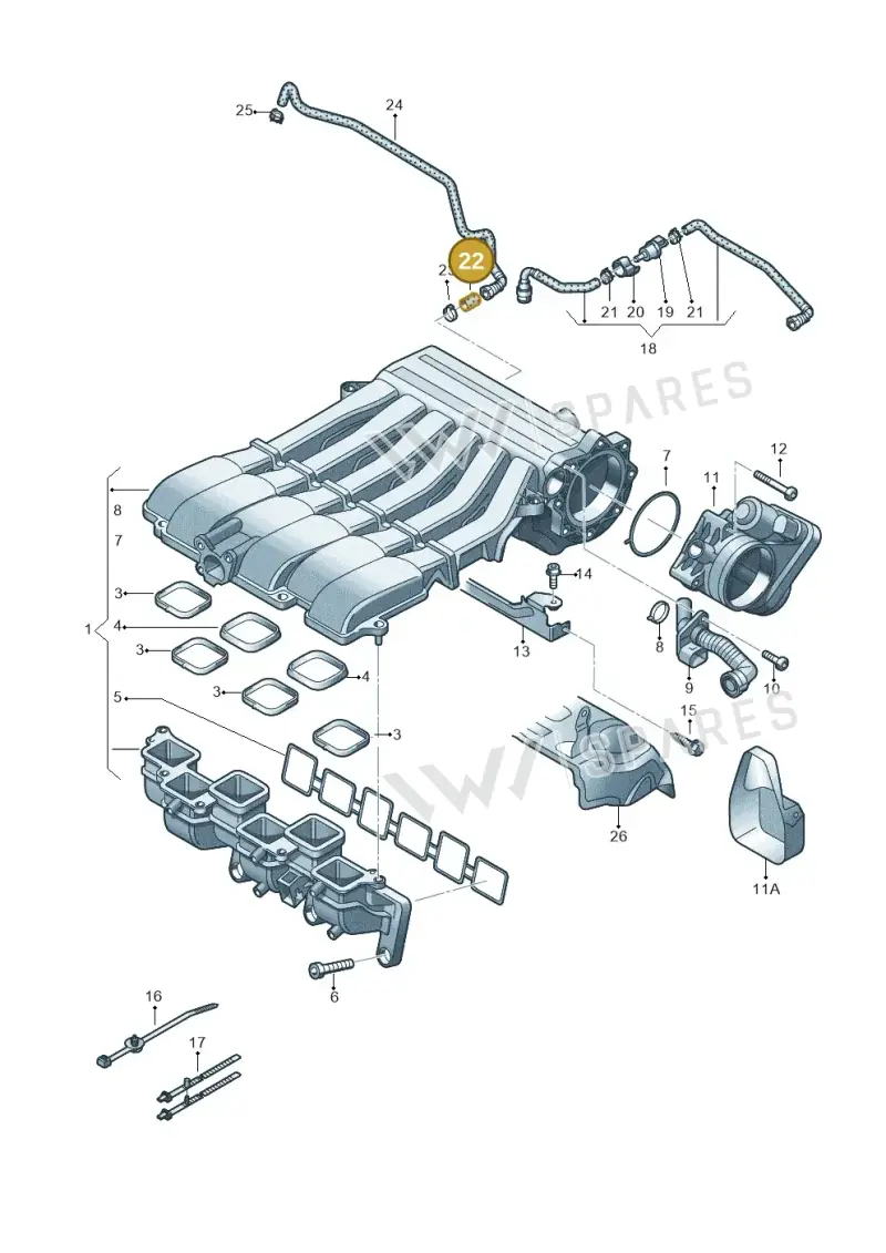 034133335D — Volkswagen Passat CC (2011-2016) diagram 645133850, position 22