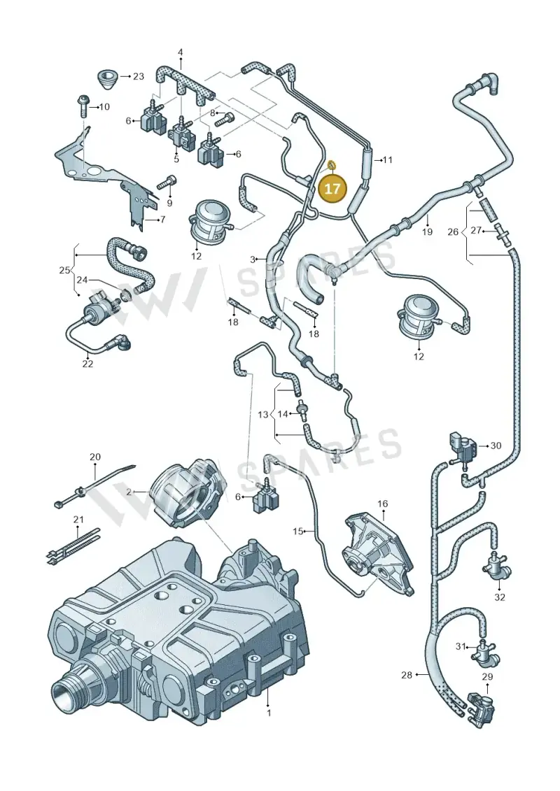 035133777A — Volkswagen Touareg BlueMotion (2014-2018) diagram 693133400, position 17