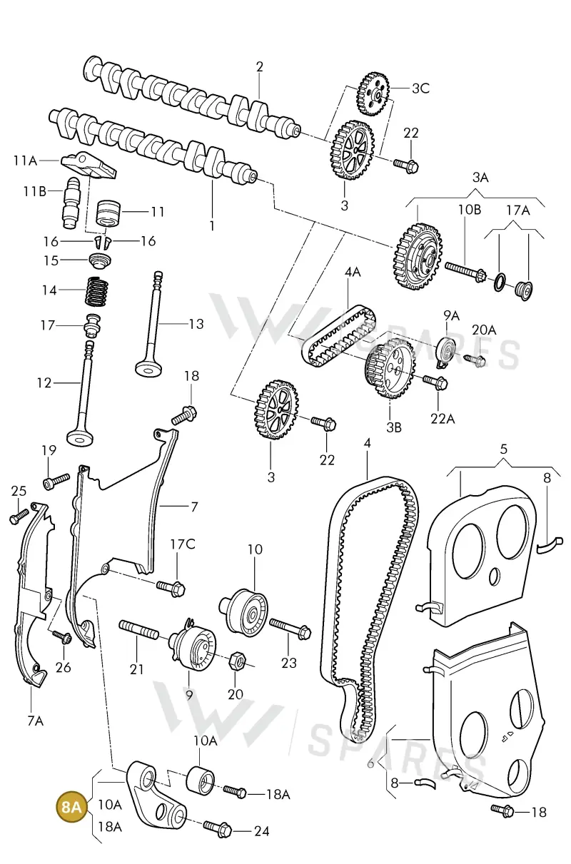 036109181B — Volkswagen GOL 2P/4P (2002-2006) diagram 303109070, position 8A