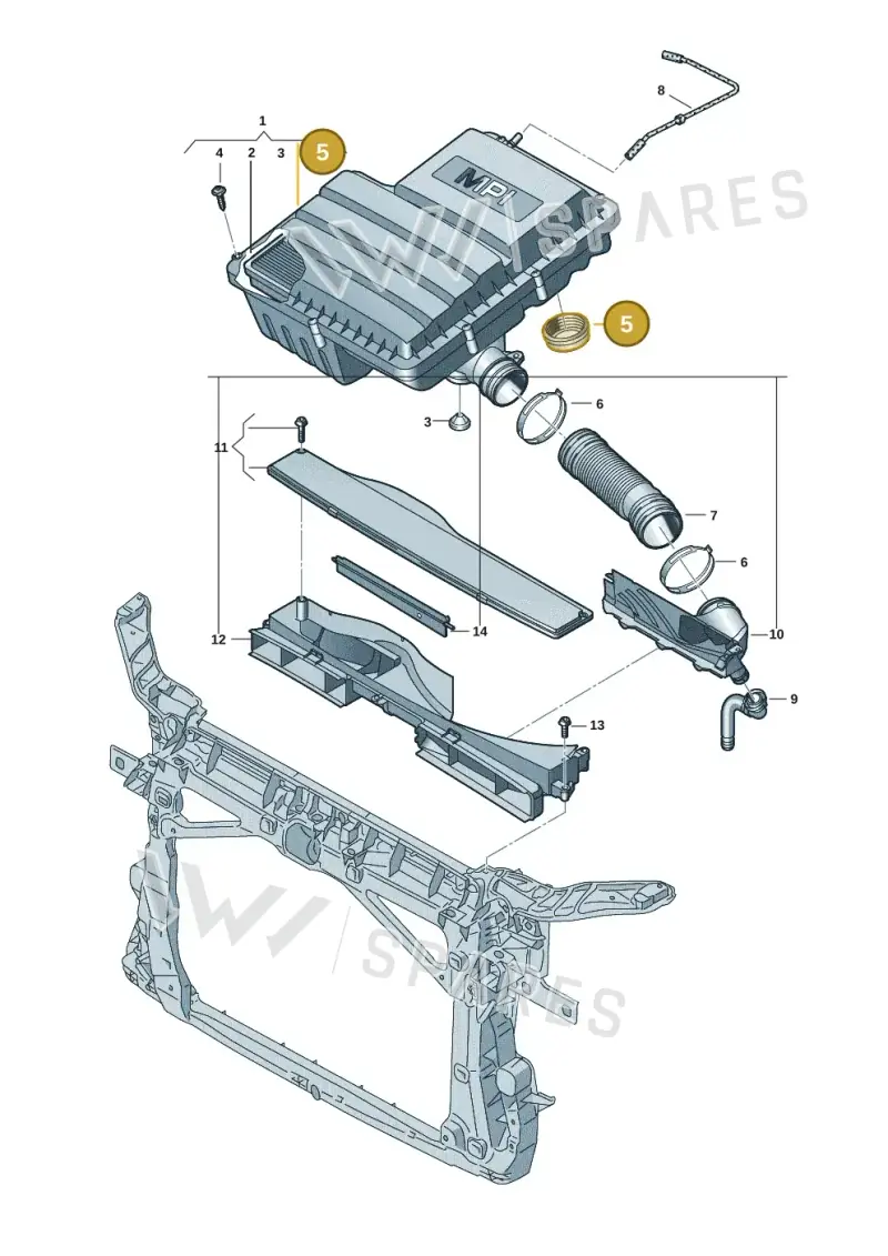 036129625AG — Volkswagen Golf 2.0 BlueMotion (2019-2024) diagram 5h0129060, position 5