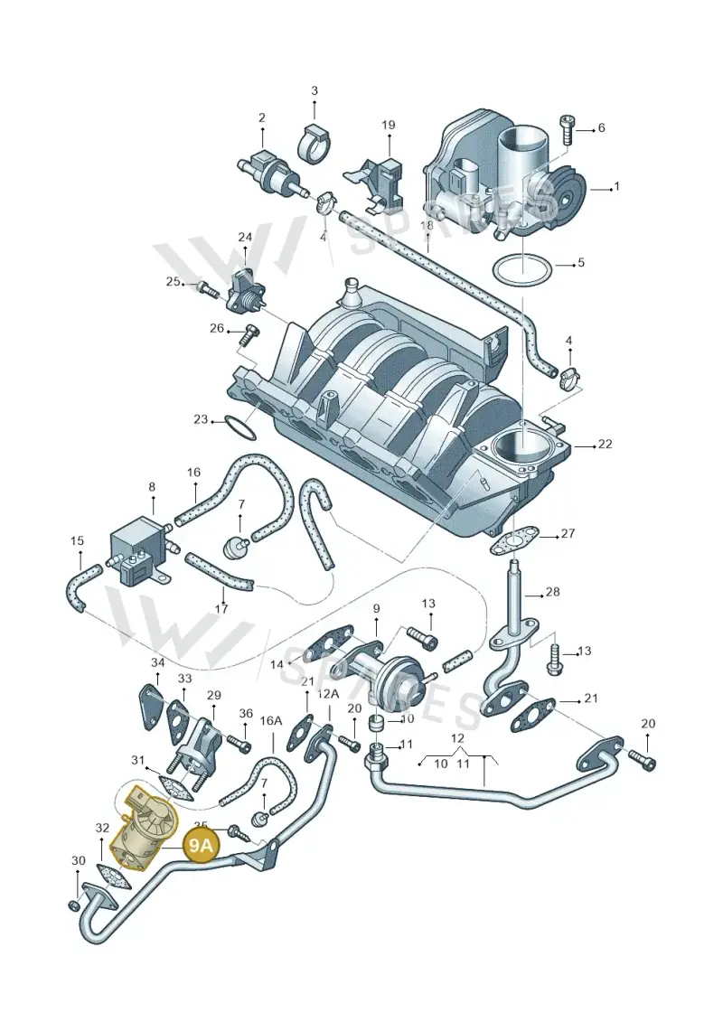 036131503M — Volkswagen POLO (1999-2001) diagram 158133240, position 9A