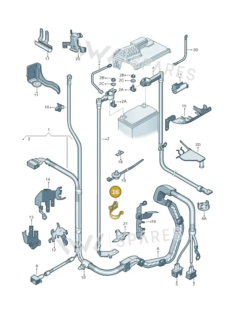 036971842A — Volkswagen Polo (2010-2015) diagram 253971650, position 16