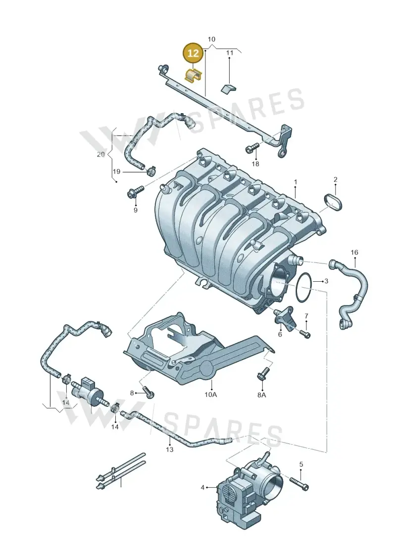 036971842A — Volkswagen Golf (2011-2013) diagram 649133370, position 12